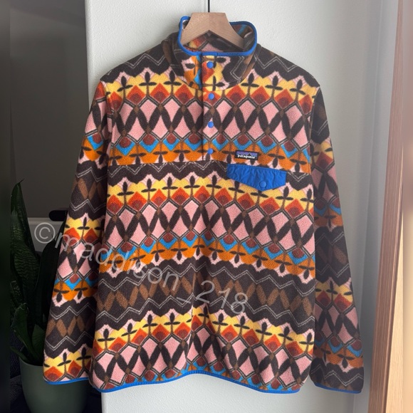 Patagonia Synchilla Snap-T Fleece Large Companions Big Anthos Pink Brown L - Picture 2 of 8